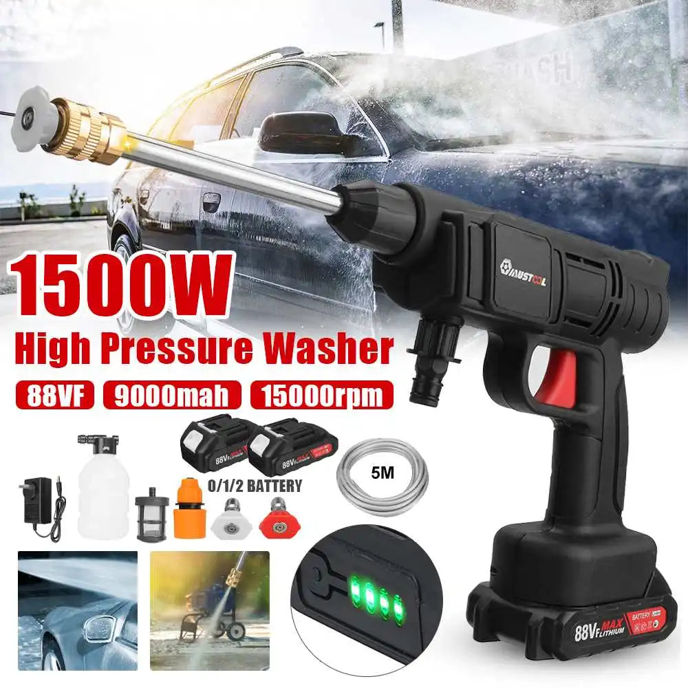 1500W Cordless High Pressure Car Washer Cleaner Car Washing Spray Gun Electric Water Gun Foam Machine for Makita 18V Battery