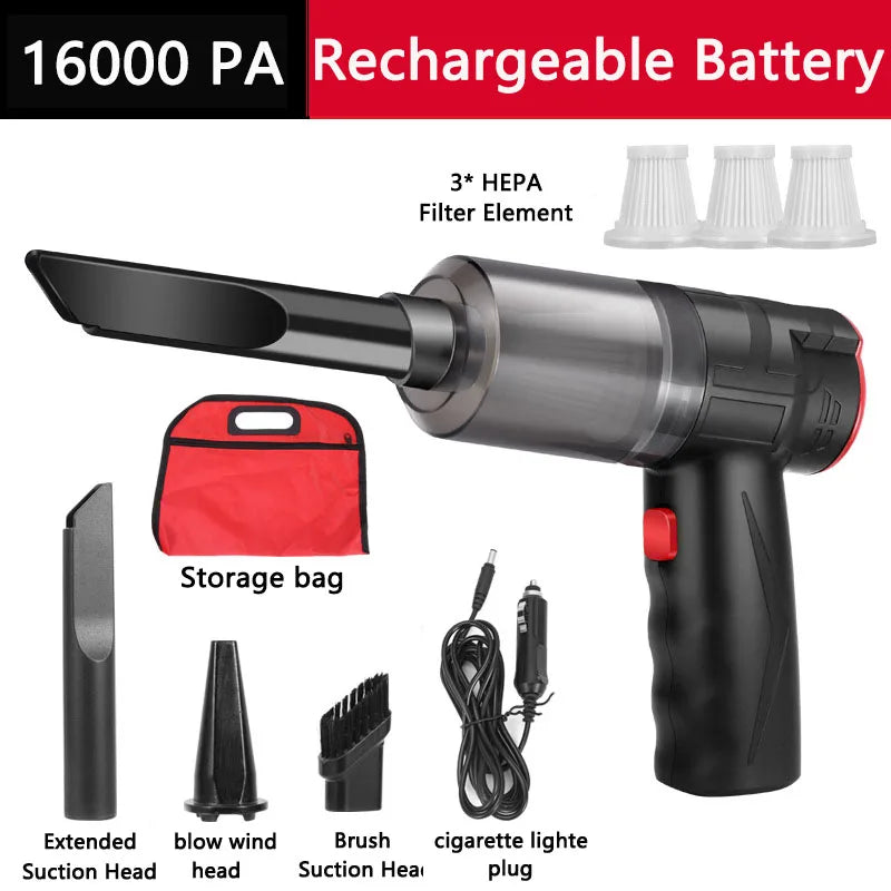 16000Pa Car Wireless Vacuum Cleaner 150W 2 In 1 Blowable Cordless Handheld Auto Vacuum Home & Car Dual Use Mini Vacuum Cleaner